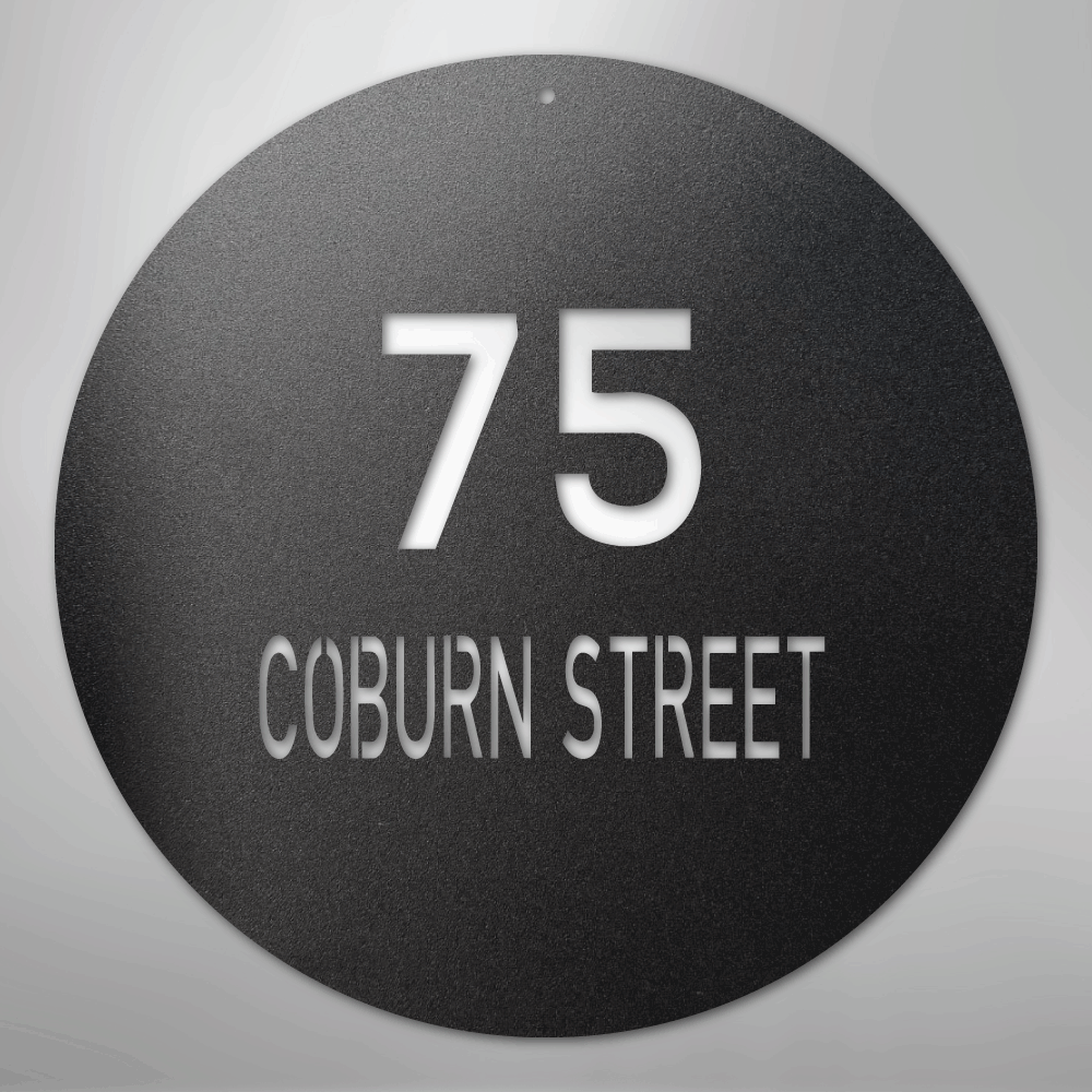 My Easy Monogram Steel Sign Black / 12" Circle Address - Steel Sign
