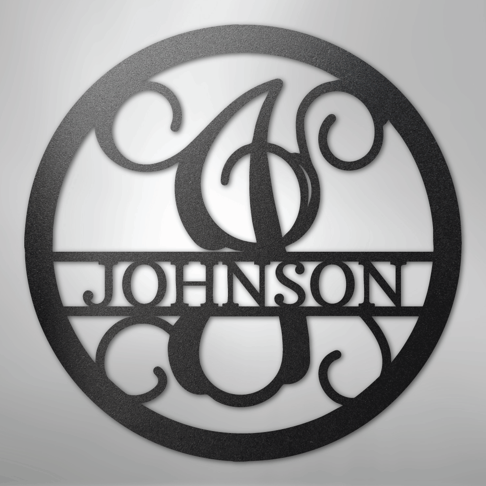 My Easy Monogram Steel Sign Black / 12" Circle Vine Monogram - Steel Sign