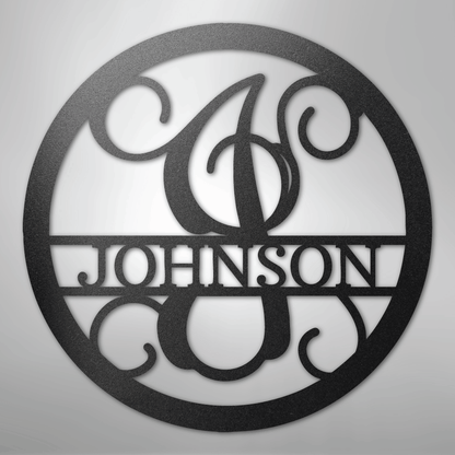 My Easy Monogram Steel Sign Black / 12" Circle Vine Monogram - Steel Sign