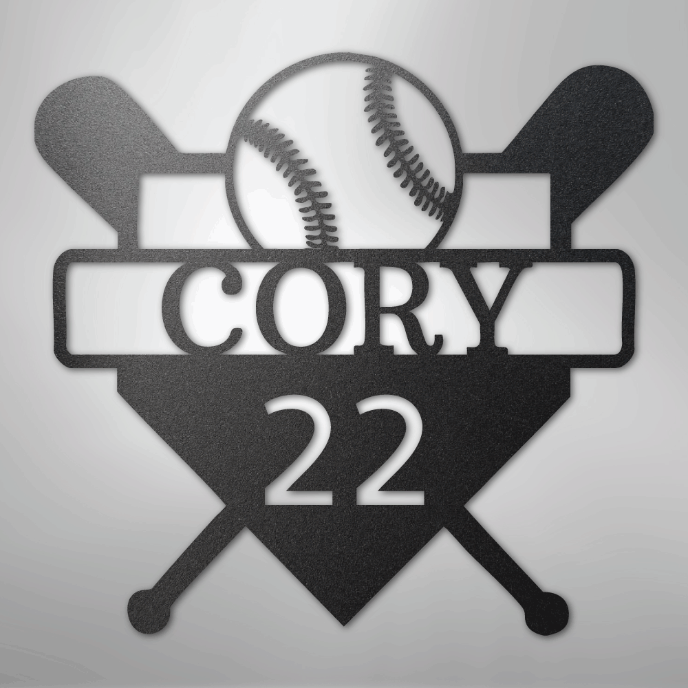 My Easy Monogram Steel Sign Black / 12" Custom Baseball Monogram - Metal Sign