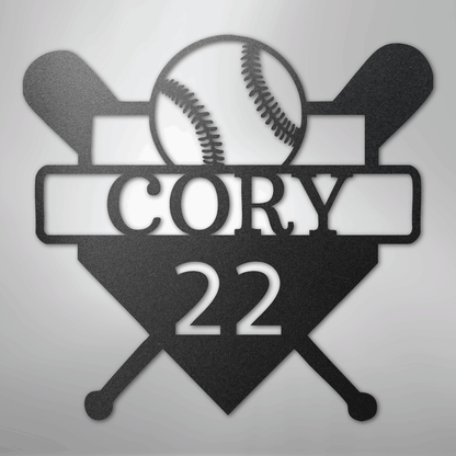 My Easy Monogram Steel Sign Black / 12" Custom Baseball Monogram - Metal Sign