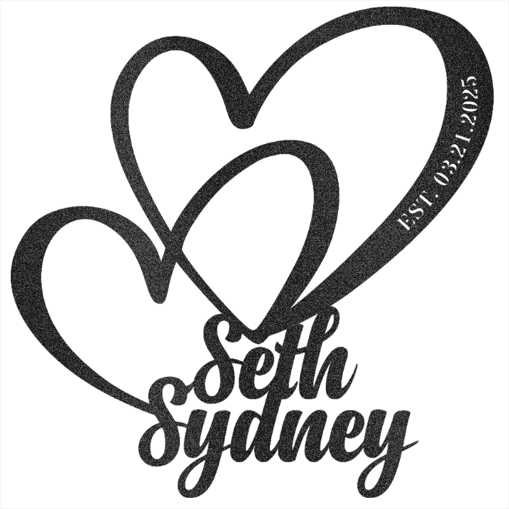 Custom Steel Wall Decor - Two Hearts - Seth and Sydney – Metal Decor 4U