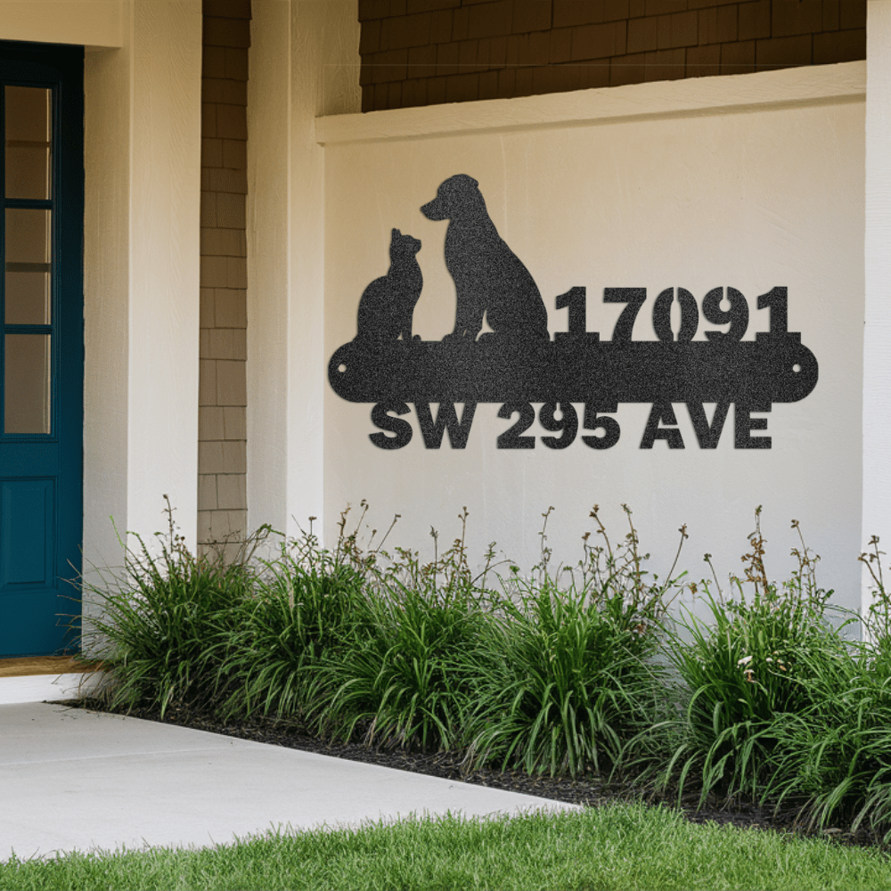 My Easy Monogram Steel Sign Black / 12 Dog Cat Address Sign