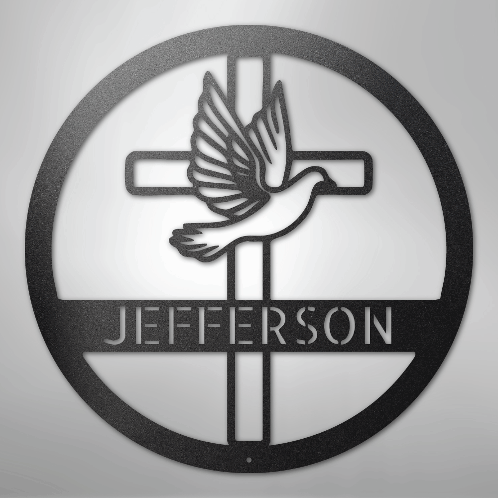 My Easy Monogram Steel Sign Black / 12" Dove and Cross Monogram - Steel Sign