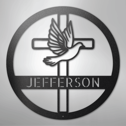 My Easy Monogram Steel Sign Black / 12" Dove and Cross Monogram - Steel Sign