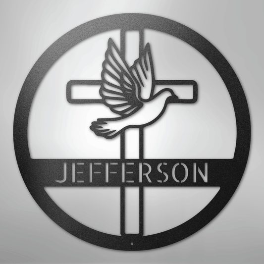 My Easy Monogram Steel Sign Black / 12" Dove and Cross Monogram - Steel Sign