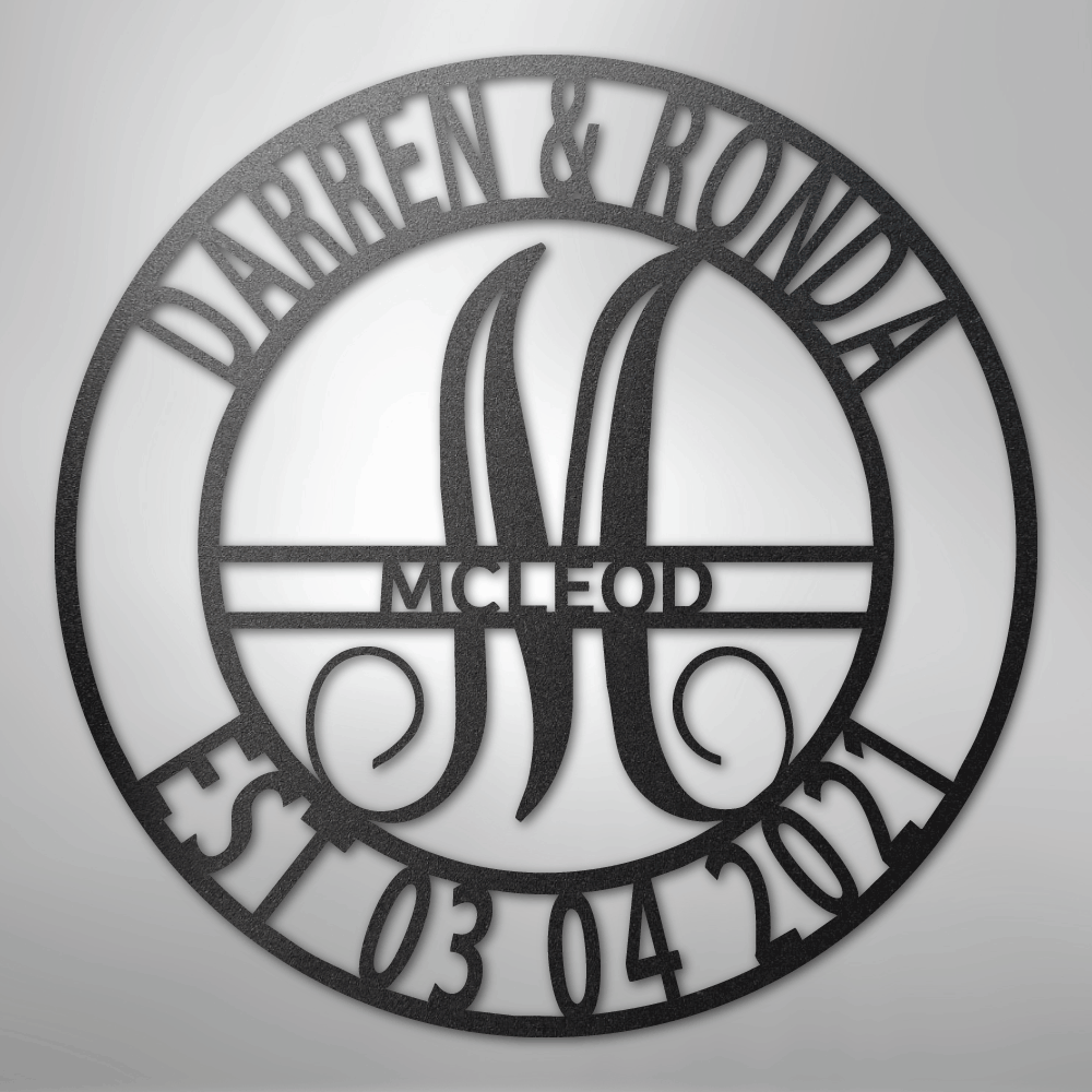 My Easy Monogram Steel Sign Black / 12" Elaborate Name - Steel Sign