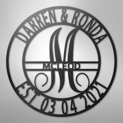My Easy Monogram Steel Sign Black / 12" Elaborate Name - Steel Sign