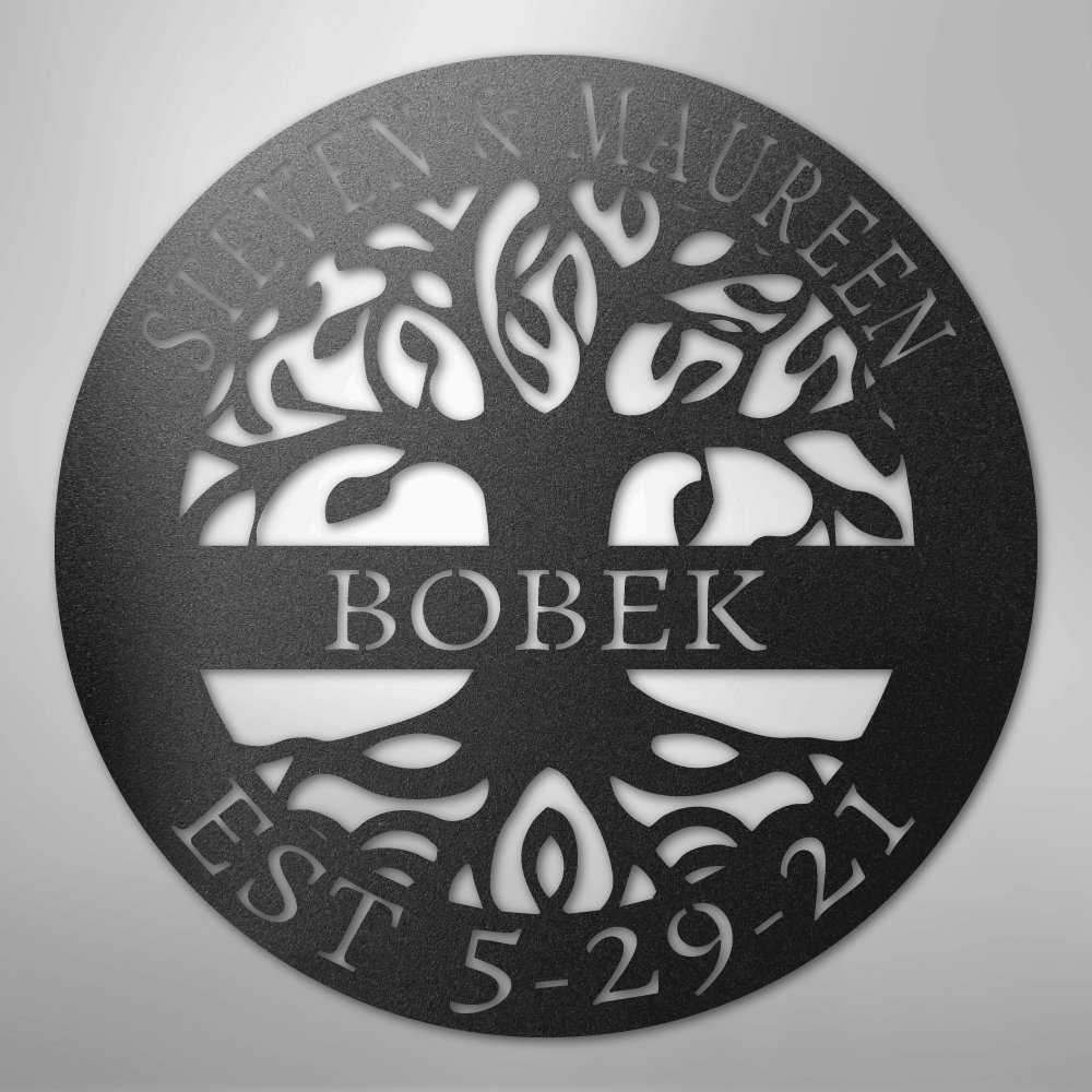 My Easy Monogram Steel Sign Black / 12" Elaborate Tree Of Life - Steel Sign