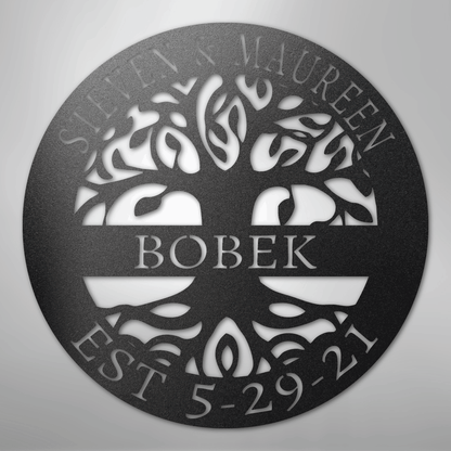 My Easy Monogram Steel Sign Black / 12" Elaborate Tree Of Life - Steel Sign