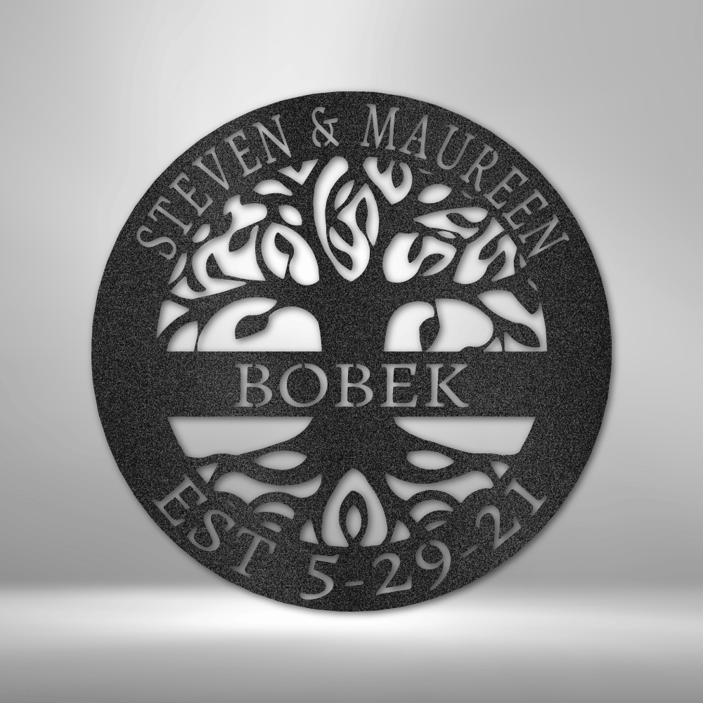 My Easy Monogram Steel Sign Black / 12" Elaborate Tree Of Life - Steel Sign