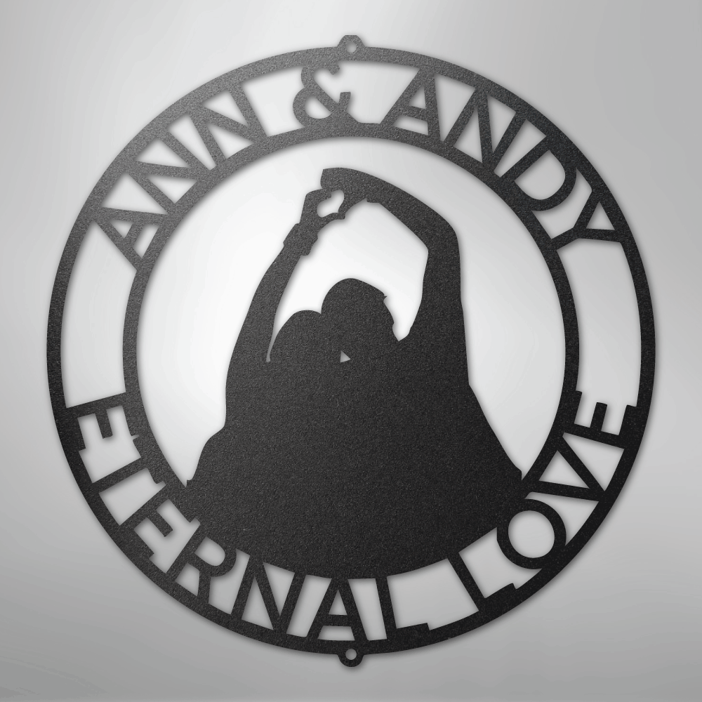 My Easy Monogram Steel Sign Black / 12" Eternal Love Couple Silhouette Monogram - Steel Sign
