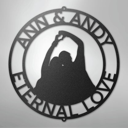 My Easy Monogram Steel Sign Black / 12" Eternal Love Couple Silhouette Monogram - Steel Sign
