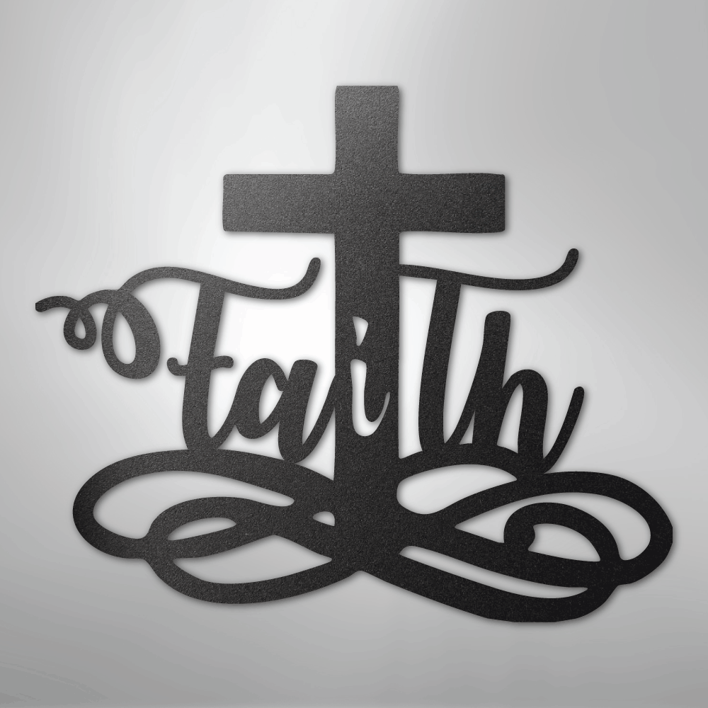My Easy Monogram Steel Sign Black / 12" Faith Cross - Steel Sign