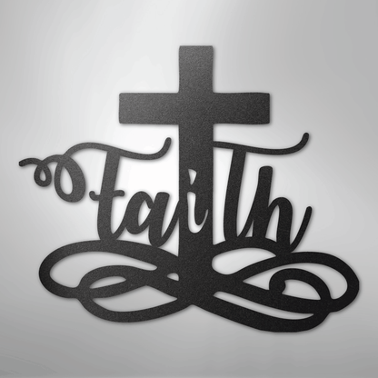 My Easy Monogram Steel Sign Black / 12" Faith Cross - Steel Sign