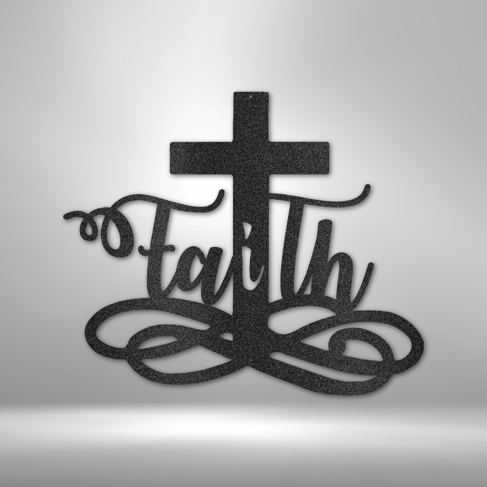 My Easy Monogram Steel Sign Black / 12" Faith Cross - Steel Sign