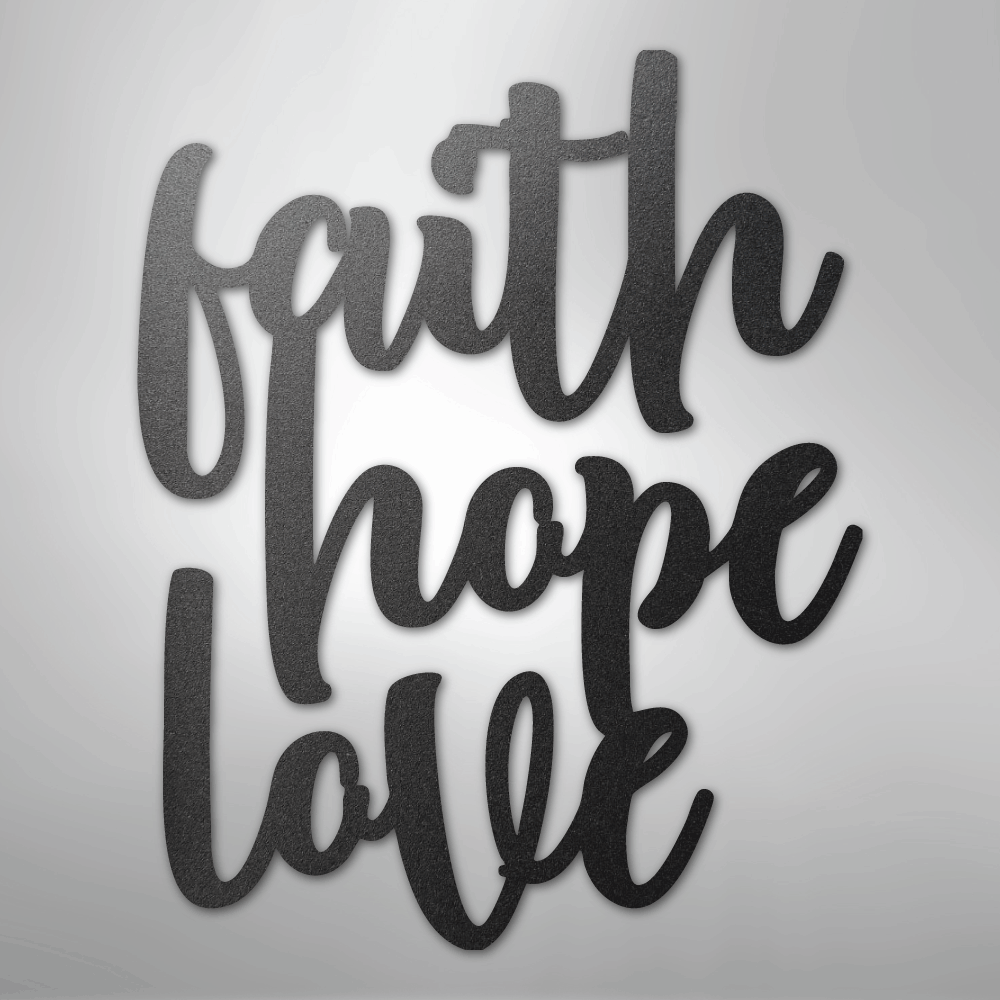 My Easy Monogram Steel Sign Black / 12" Faith Hope Love Script - Steel Sign