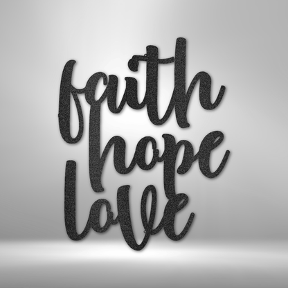 My Easy Monogram Steel Sign Black / 12" Faith Hope Love Script - Steel Sign