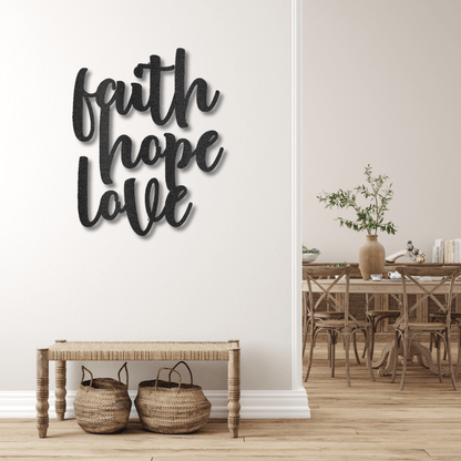 My Easy Monogram Steel Sign Black / 12" Faith Hope Love Script - Steel Sign