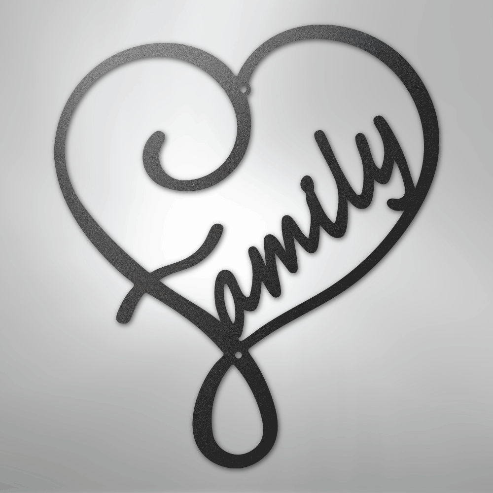 My Easy Monogram Steel Sign Black / 12" Family Love - Steel Sign