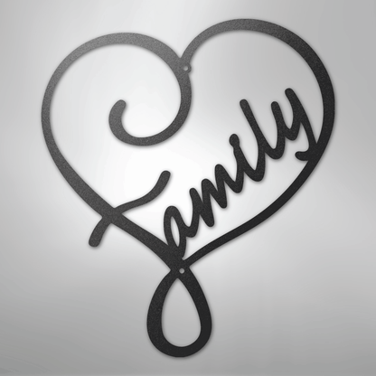 My Easy Monogram Steel Sign Black / 12" Family Love - Steel Sign