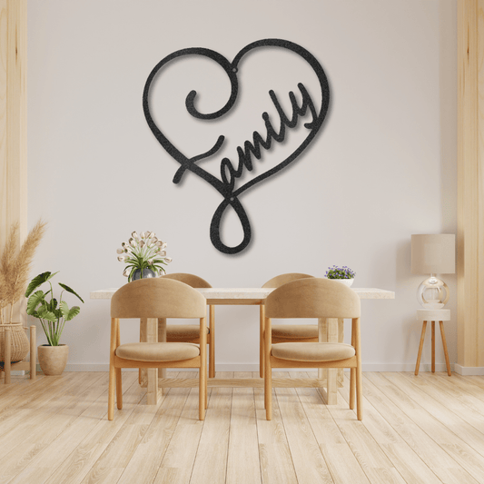 My Easy Monogram Steel Sign Black / 12" Family Love - Steel Sign