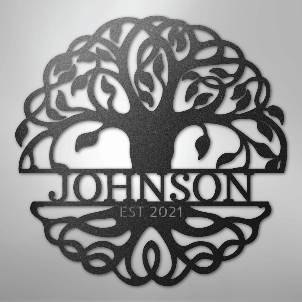 My Easy Monogram Steel Sign Black / 12" Fancy Tree of Life Monogram - Steel Sign
