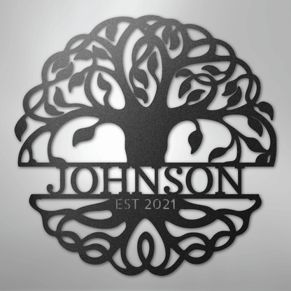 My Easy Monogram Steel Sign Black / 12" Fancy Tree of Life Monogram - Steel Sign
