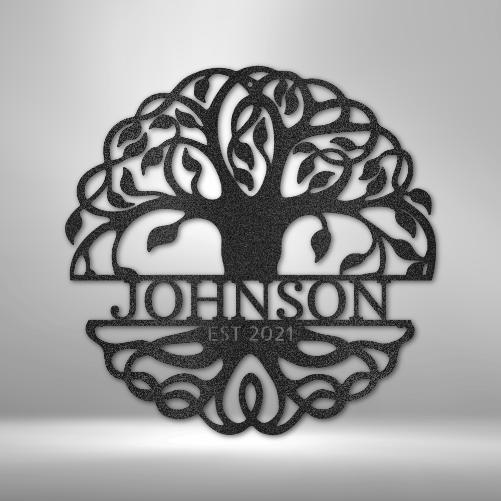 My Easy Monogram Steel Sign Black / 12" Fancy Tree of Life Monogram - Steel Sign