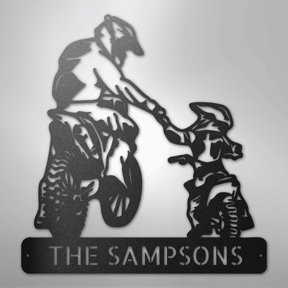 My Easy Monogram Steel Sign Black / 12" Father and Son Motorcross Monogram - Steel Sign