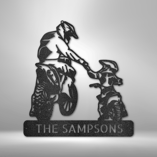 My Easy Monogram Steel Sign Black / 12" Father and Son Motorcross Monogram - Steel Sign