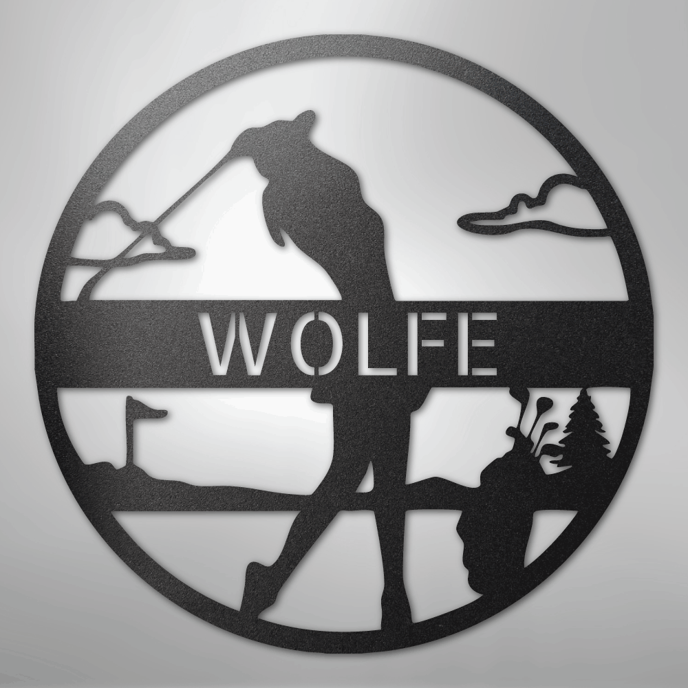 My Easy Monogram Steel Sign Black / 12" Female Golfer Monogram - Steel Sign