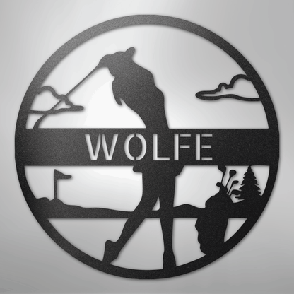 My Easy Monogram Steel Sign Black / 12" Female Golfer Monogram - Steel Sign