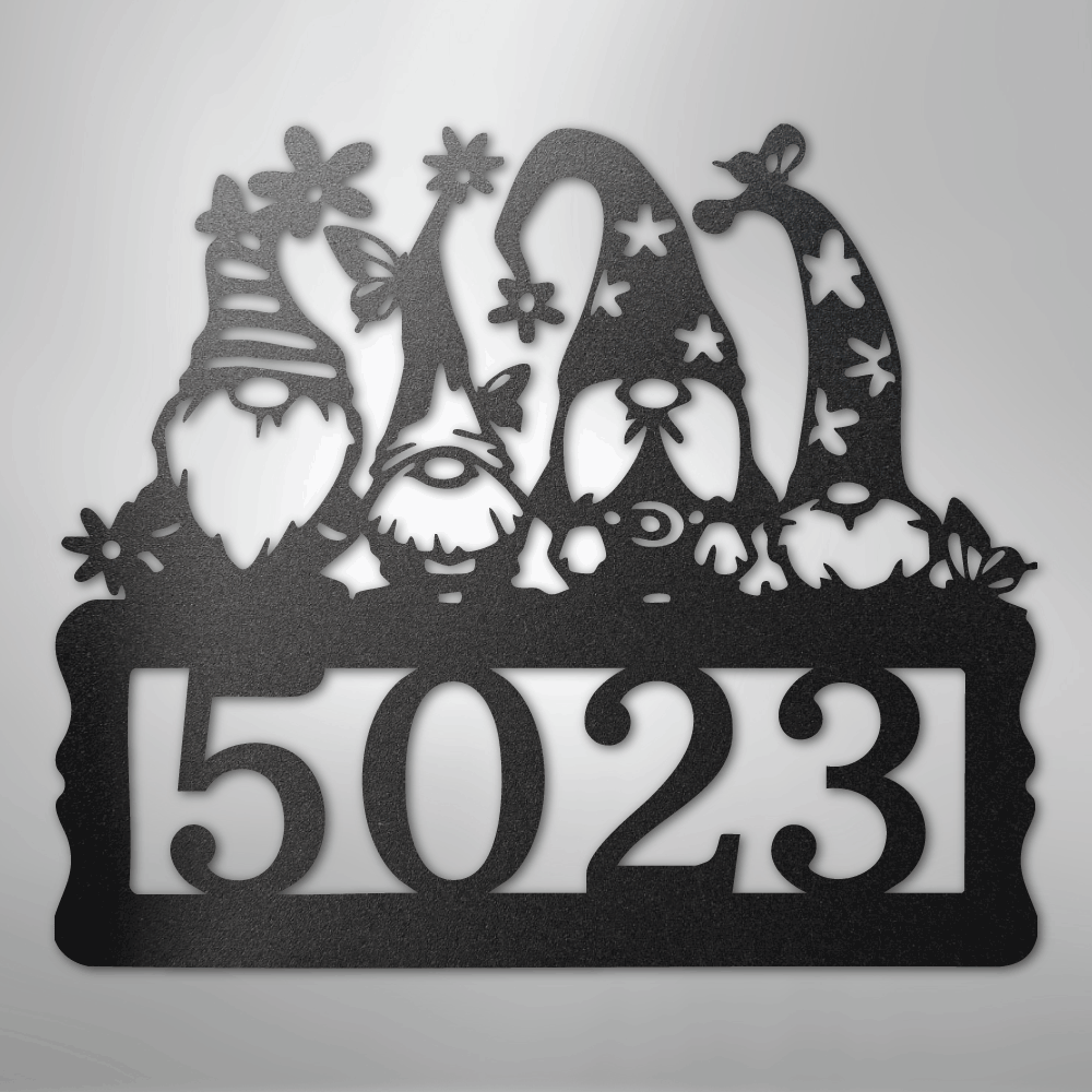 My Easy Monogram Steel Sign Black / 12" Gnome Address Sign - Steel Sign