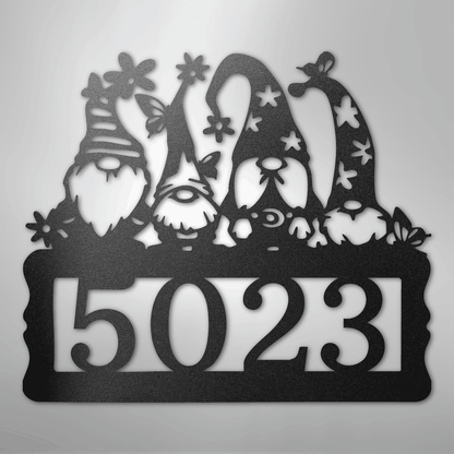 My Easy Monogram Steel Sign Black / 12" Gnome Address Sign - Steel Sign