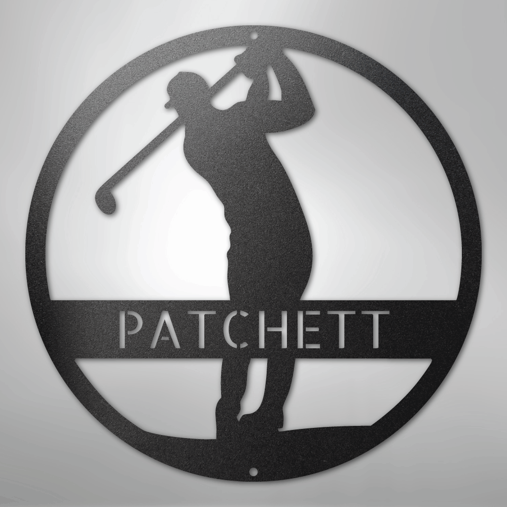My Easy Monogram Steel Sign Black / 12" Golfer Monogram - Steel Sign