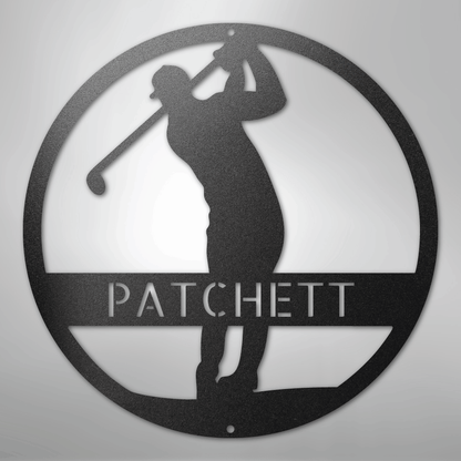 My Easy Monogram Steel Sign Black / 12" Golfer Monogram - Steel Sign