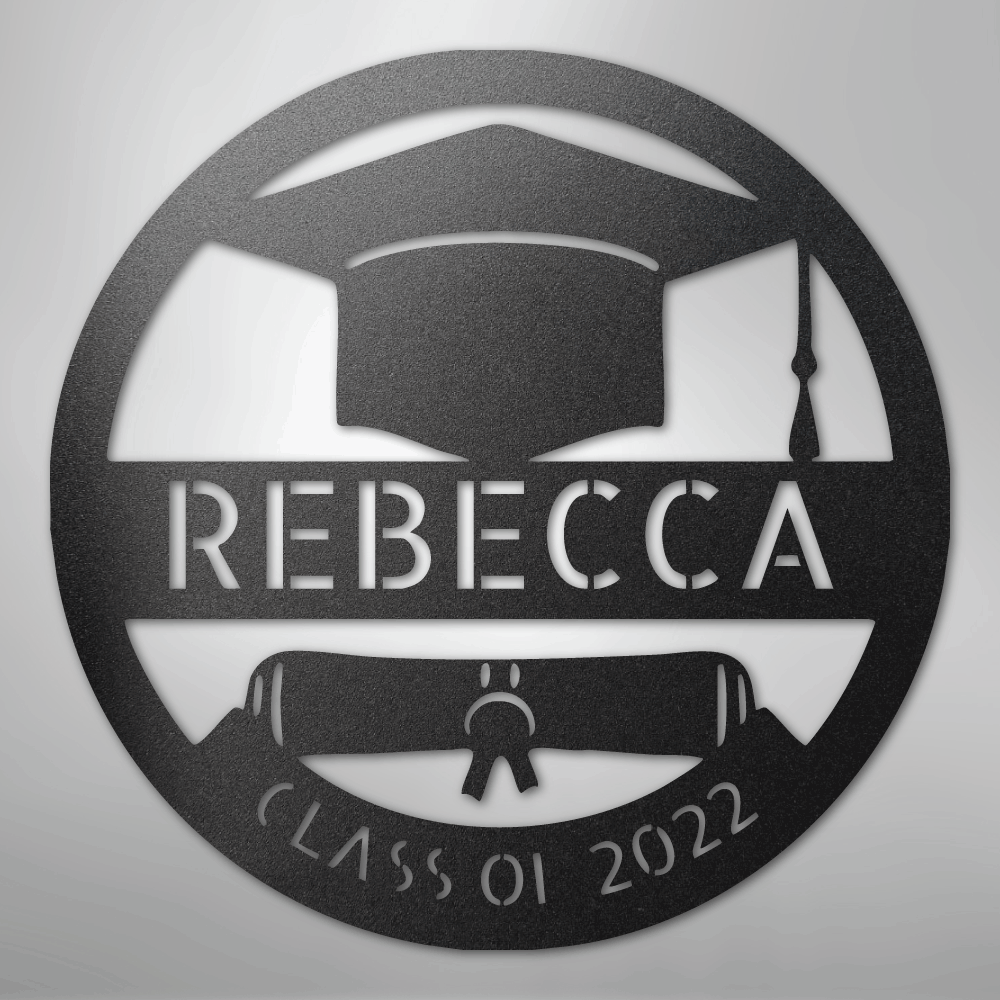 My Easy Monogram Steel Sign Black / 12" Grad Cap Monogram - Steel Sign