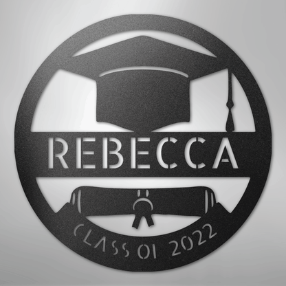 My Easy Monogram Steel Sign Black / 12" Grad Cap Monogram - Steel Sign