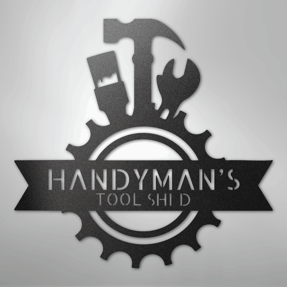 My Easy Monogram Steel Sign Black / 12" Handyman Shop Monogram - Steel Sign