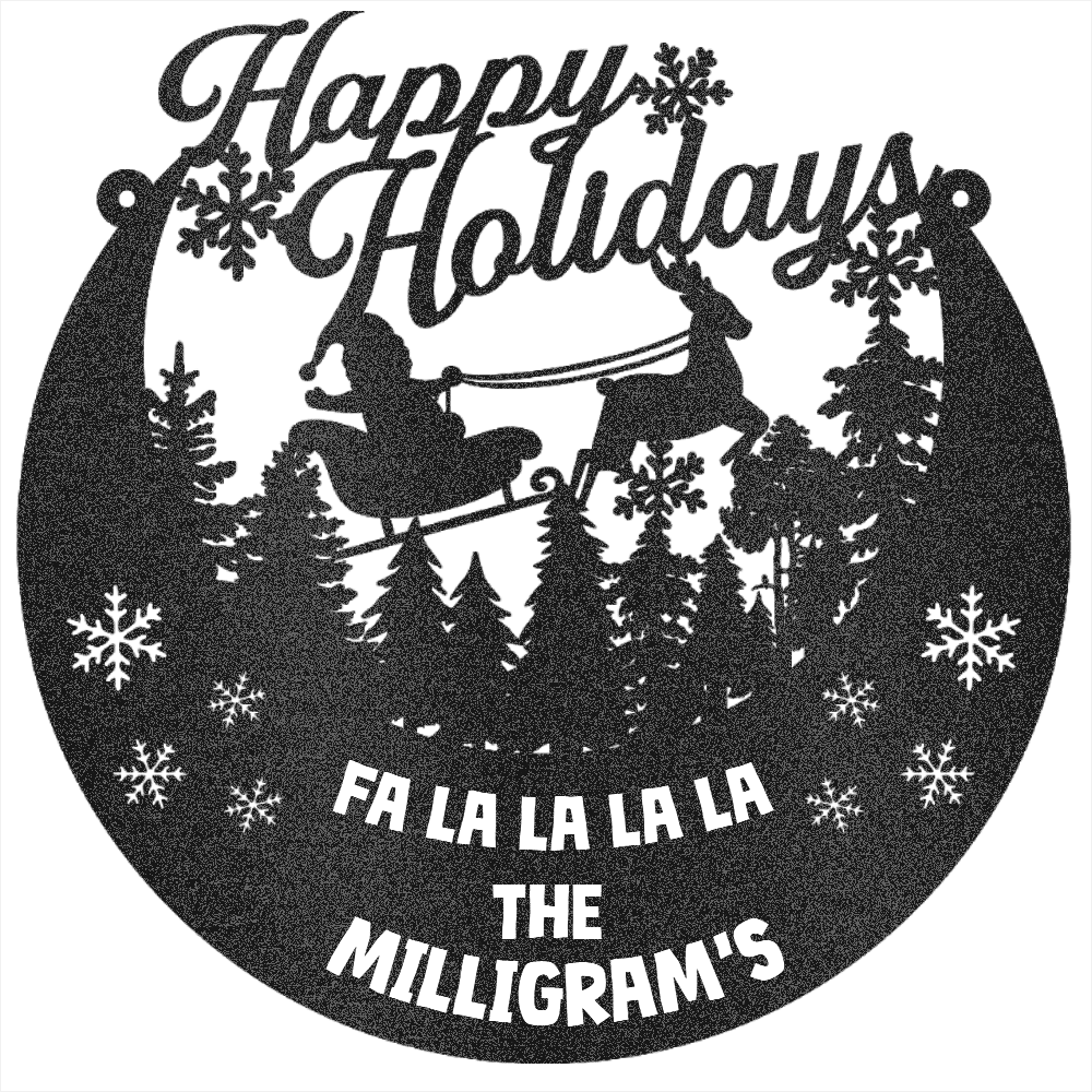 My Easy Monogram Steel Sign Black / 12 Happy Holiday Sleigh Ride - Steel Sign