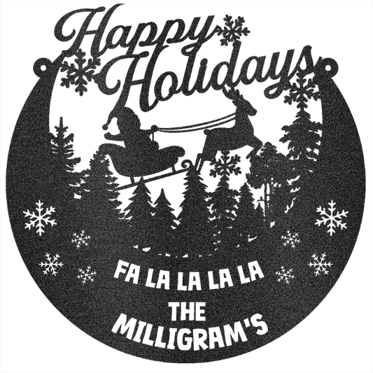 My Easy Monogram Steel Sign Black / 12 Happy Holiday Sleigh Ride - Steel Sign