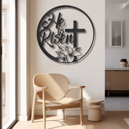 My Easy Monogram Steel Sign Black / 12" He is Risen - Steel Sign