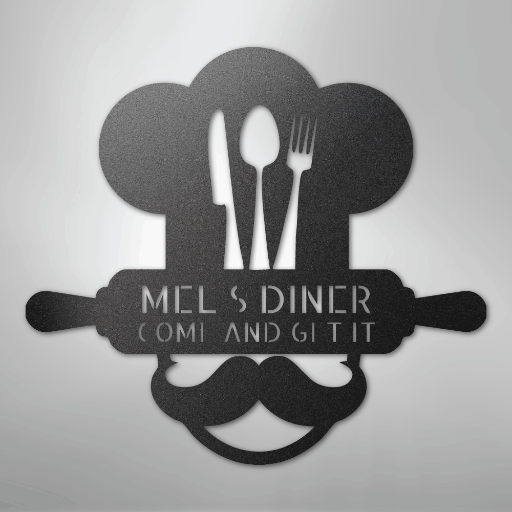 My Easy Monogram Steel Sign Black / 12" Home Chef Monogram - Steel Sign