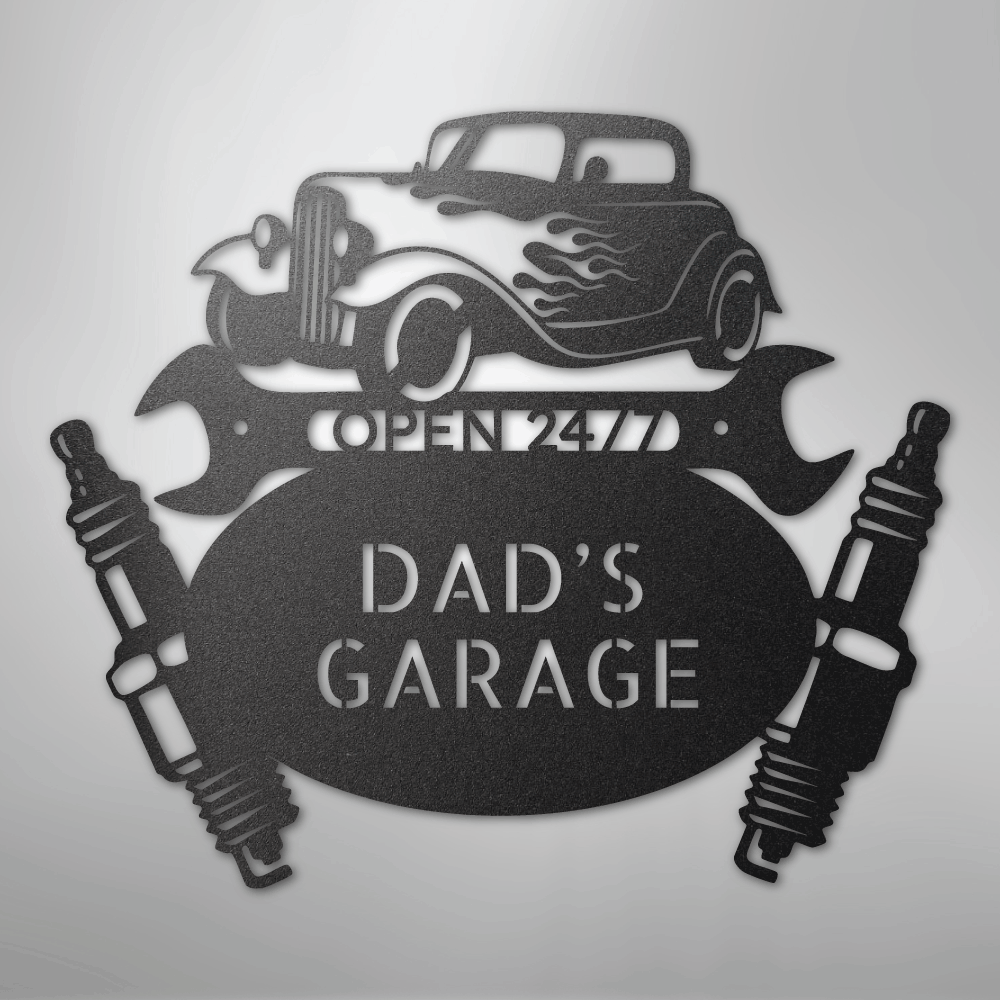 My Easy Monogram Steel Sign Black / 12" Hot Rod Mechanic Monogram - Steel Sign