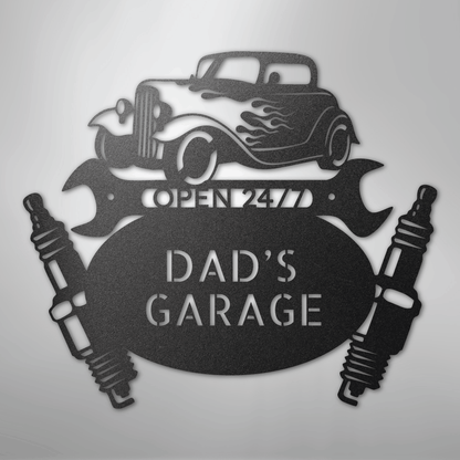 My Easy Monogram Steel Sign Black / 12" Hot Rod Mechanic Monogram - Steel Sign