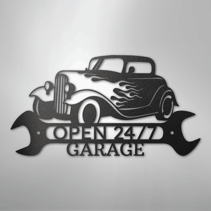 My Easy Monogram Steel Sign Black / 12" Hot Rod Shop Monogram - Steel Sign