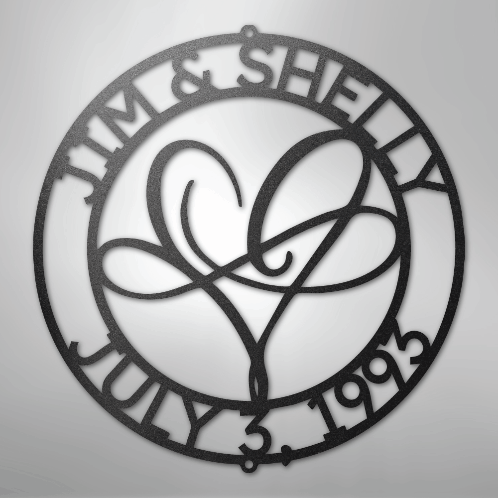 My Easy Monogram Steel Sign Black / 12" Infinite Love Monogram - Steel Sign