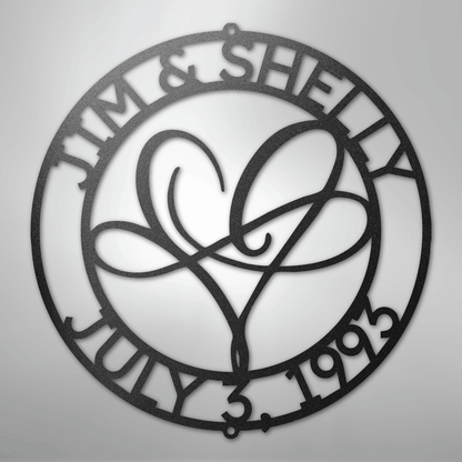My Easy Monogram Steel Sign Black / 12" Infinite Love Monogram - Steel Sign