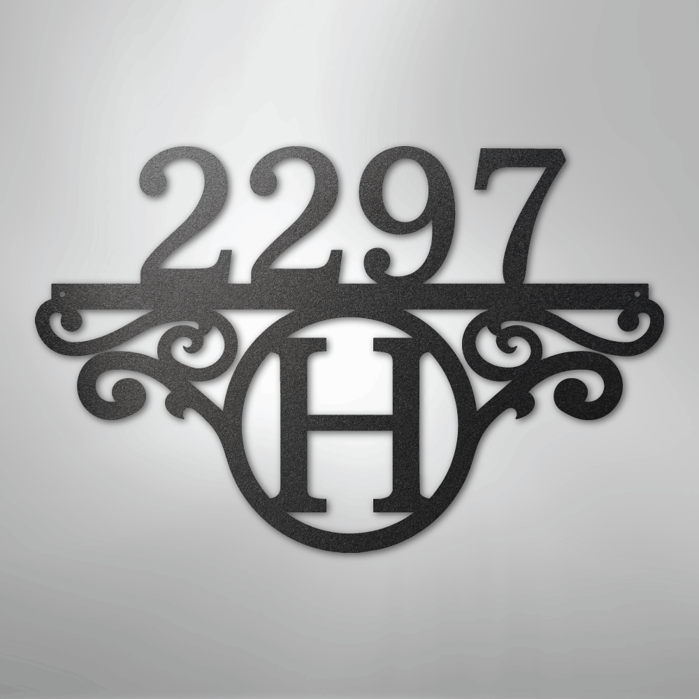 My Easy Monogram Steel Sign Black / 12" Initial Address Monogram - Steel Sign